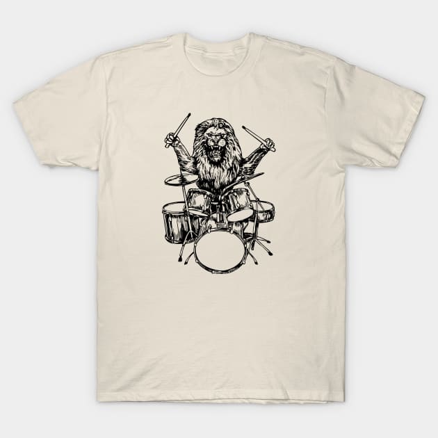 SEEMBO Lion Playing Drums Drummer Musician Drumming Fun Band T-Shirt by SEEMBO